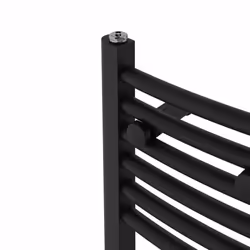 Bathroom Curved Prefilled Electric Heated Towel Rail Ladder Warmer Radiator - Black, 1800x500mm