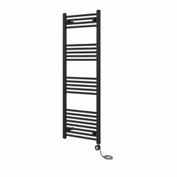Pre-filled Bathroom Straight Electric Heated Towel Rail Radiator Thermostatic - Black, 1400x500mm