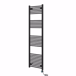 Pre-filled Bathroom Straight Electric Heated Towel Rail Radiator Thermostatic - Black, 1800x500mm