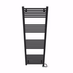 Pre-filled Bathroom Straight Electric Heated Towel Rail Radiator Thermostatic - Black, 1800x500mm