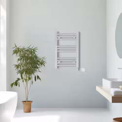 Prefilled Electric Straight Heated Towel Rail Radiator Ladder Warmer - Chrome, 600x400mm