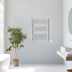 Prefilled Electric Straight Heated Towel Rail Radiator Ladder Warmer - Chrome, 600x500mm