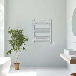 Prefilled Electric Straight Heated Towel Rail Radiator Ladder Warmer - Chrome, 600x500mm