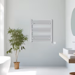 Prefilled Electric Straight Heated Towel Rail Radiator Ladder Warmer - Chrome, 600x600mm