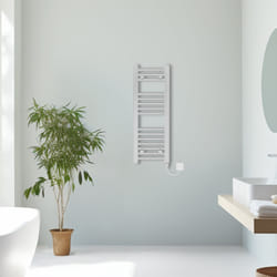 Prefilled Electric Straight Heated Towel Rail Radiator Ladder Warmer - Chrome, 800x300mm