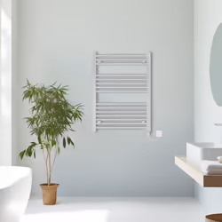 Prefilled Electric Straight Heated Towel Rail Radiator Ladder Warmer - Chrome, 800x600mm