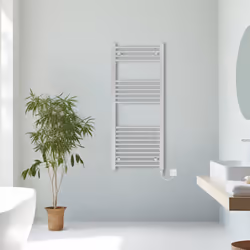 Prefilled Electric Straight Heated Towel Rail Radiator Ladder Warmer - Chrome, 1200x500mm