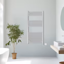 Prefilled Electric Straight Heated Towel Rail Radiator Ladder Warmer - Chrome, 1200x600mm