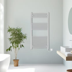 Prefilled Electric Straight Heated Towel Rail Radiator Ladder Warmer - Chrome, 1200x600mm