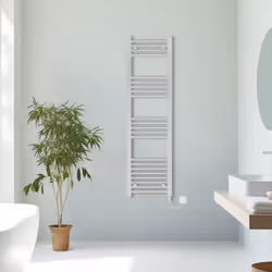 Prefilled Electric Straight Heated Towel Rail Radiator Ladder Warmer - Chrome, 1400x400mm