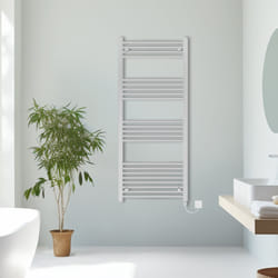 Prefilled Electric Straight Heated Towel Rail Radiator Ladder Warmer - Chrome, 1400x600mm