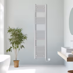 Prefilled Electric Straight Heated Towel Rail Radiator Ladder Warmer - Chrome, 1800x400mm