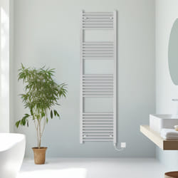 Prefilled Electric Straight Heated Towel Rail Radiator Ladder Warmer - Chrome, 1800x500mm