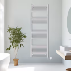 Prefilled Electric Straight Heated Towel Rail Radiator Ladder Warmer - Chrome, 1800x600mm