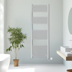 Prefilled Electric Straight Heated Towel Rail Radiator Ladder Warmer - Chrome, 1800x600mm