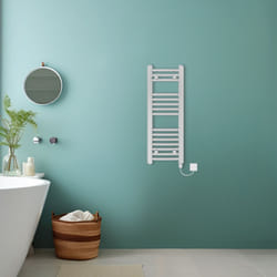 Bathroom Curved Prefilled Electric Heated Towel Rail Ladder Warmer Radiator - Chrome, 800x300mm