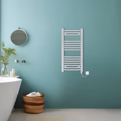 Bathroom Curved Prefilled Electric Heated Towel Rail Ladder Warmer Radiator - Chrome, 800x400mm