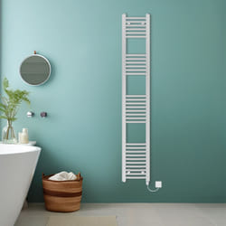 Bathroom Curved Prefilled Electric Heated Towel Rail Ladder Warmer Radiator - Chrome, 1800x300mm