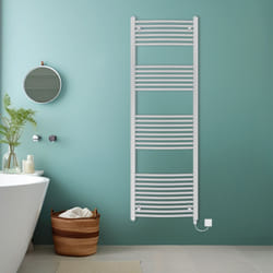 Bathroom Curved Prefilled Electric Heated Towel Rail Ladder Warmer Radiator - Chrome, 1800x600mm