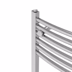 Bathroom Curved Prefilled Electric Heated Towel Rail Ladder Warmer Radiator - Chrome, 1800x600mm