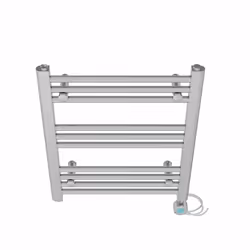 Pre-filled Bathroom Straight Electric Heated Towel Rail Radiator Thermostatic - Chrome, 600x500mm