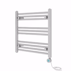 Pre-filled Bathroom Straight Electric Heated Towel Rail Radiator Thermostatic - Chrome, 600x600mm