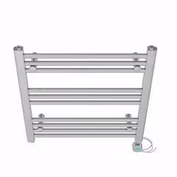 Pre-filled Bathroom Straight Electric Heated Towel Rail Radiator Thermostatic - Chrome, 600x600mm