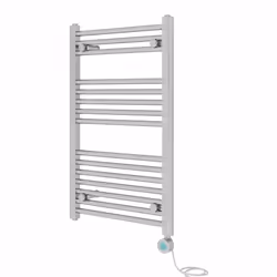 Pre-filled Bathroom Straight Electric Heated Towel Rail Radiator Thermostatic - Chrome, 800x500mm