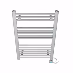 Pre-filled Bathroom Straight Electric Heated Towel Rail Radiator Thermostatic - Chrome, 800x500mm