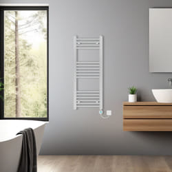 Pre-filled Bathroom Straight Electric Heated Towel Rail Radiator Thermostatic - Chrome, 1000x400mm