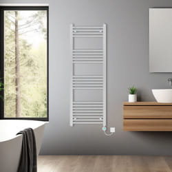 Pre-filled Bathroom Straight Electric Heated Towel Rail Radiator Thermostatic - Chrome, 1400x500mm