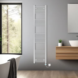 Pre-filled Bathroom Straight Electric Heated Towel Rail Radiator Thermostatic - Chrome, 1800x400mm