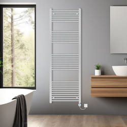 Pre-filled Bathroom Straight Electric Heated Towel Rail Radiator Thermostatic - Chrome, 1800x600mm