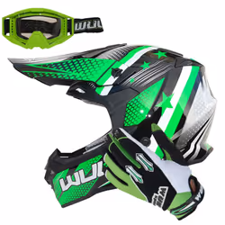 Wulfsport Iconic Adult Helmet + Stratos Gloves + Goggles Off Road Helmet Motocross ATV Crash - Green, M