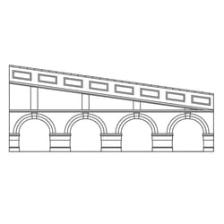 Hornby R7386 Mid Stepped Arched Retaining Walls x2 (Red Brick) 1:76/OO Gauge