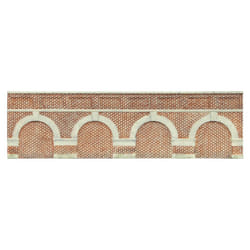 Hornby R7388 Low Level Arched Retaining Walls x2 (Red Brick) 1:76/OO Gauge