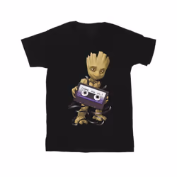 Marvel Mens Guardians Of The Galaxy Groot Cosmic Tape T-Shirt - XXL, Black