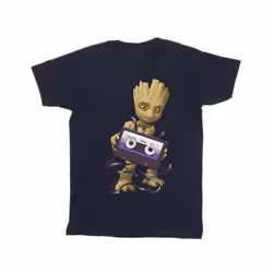 Marvel Mens Guardians Of The Galaxy Groot Cosmic Tape T-Shirt - XXL, Navy Blue