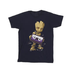 Marvel Mens Guardians Of The Galaxy Groot Cosmic Tape T-Shirt - XXL, Navy Blue
