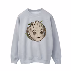 Marvel Mens I Am Groot Wooden Head Sweatshirt - L, Sports Grey