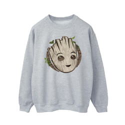 Marvel Mens I Am Groot Wooden Head Sweatshirt - L, Sports Grey