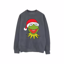 Disney Womens/Ladies Muppets Kermit Christmas Head Sweatshirt - XXL, Dark Grey Heather