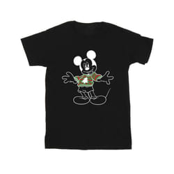 Disney Mens Mickey Mouse Xmas Jumper T-Shirt - M, Black