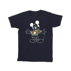 Disney Mens Mickey Mouse Xmas Jumper T-Shirt - XXL, Navy Blue