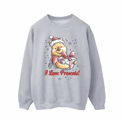 Disney Mens Winnie The Pooh Love Presents Sweatshirt - L, Sports Grey