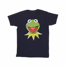 Disney Mens Muppets Kermit Head T-Shirt - S, Navy Blue