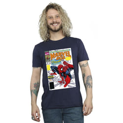 Marvel Mens Spider-Man Marvel Age Comic Cover T-Shirt - S, Navy Blue