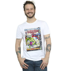 Marvel Mens Spider-Man VS Hulk Cover T-Shirt - L, White