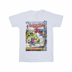 Marvel Mens Spider-Man VS Hulk Cover T-Shirt - XXL, White