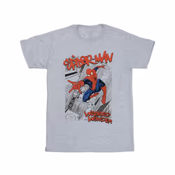 Marvel Mens Spider-Man Sketch City T-Shirt - S, Sports Grey